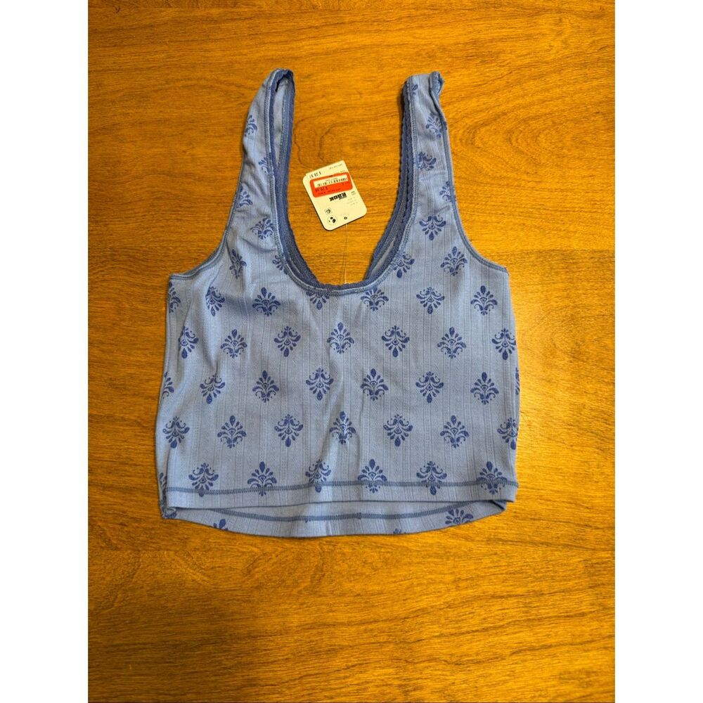 NWT Free People Women's Fresh In Love Crop Floral Lounge Set Blue Size Small - Picture 11 of 11